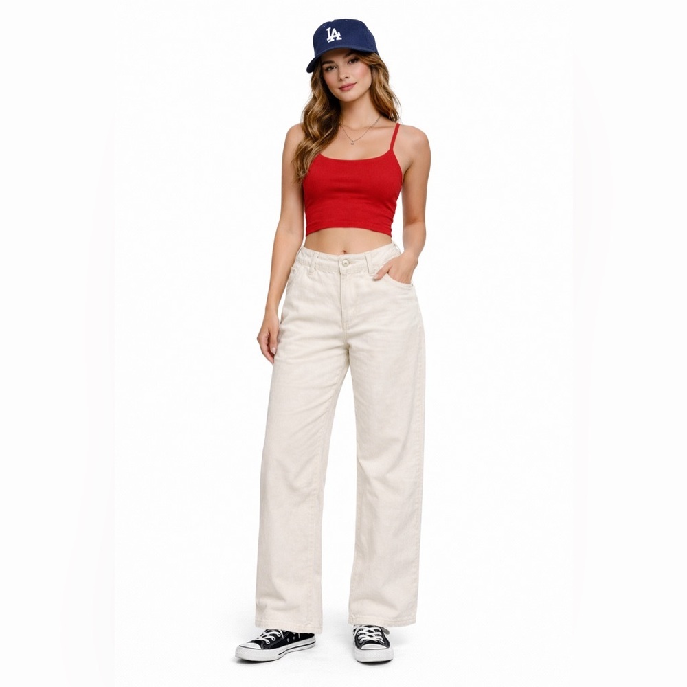 Levi’s Premium White Corduroy Wide Leg Pants Size 24 High Rise Cream Y2K style